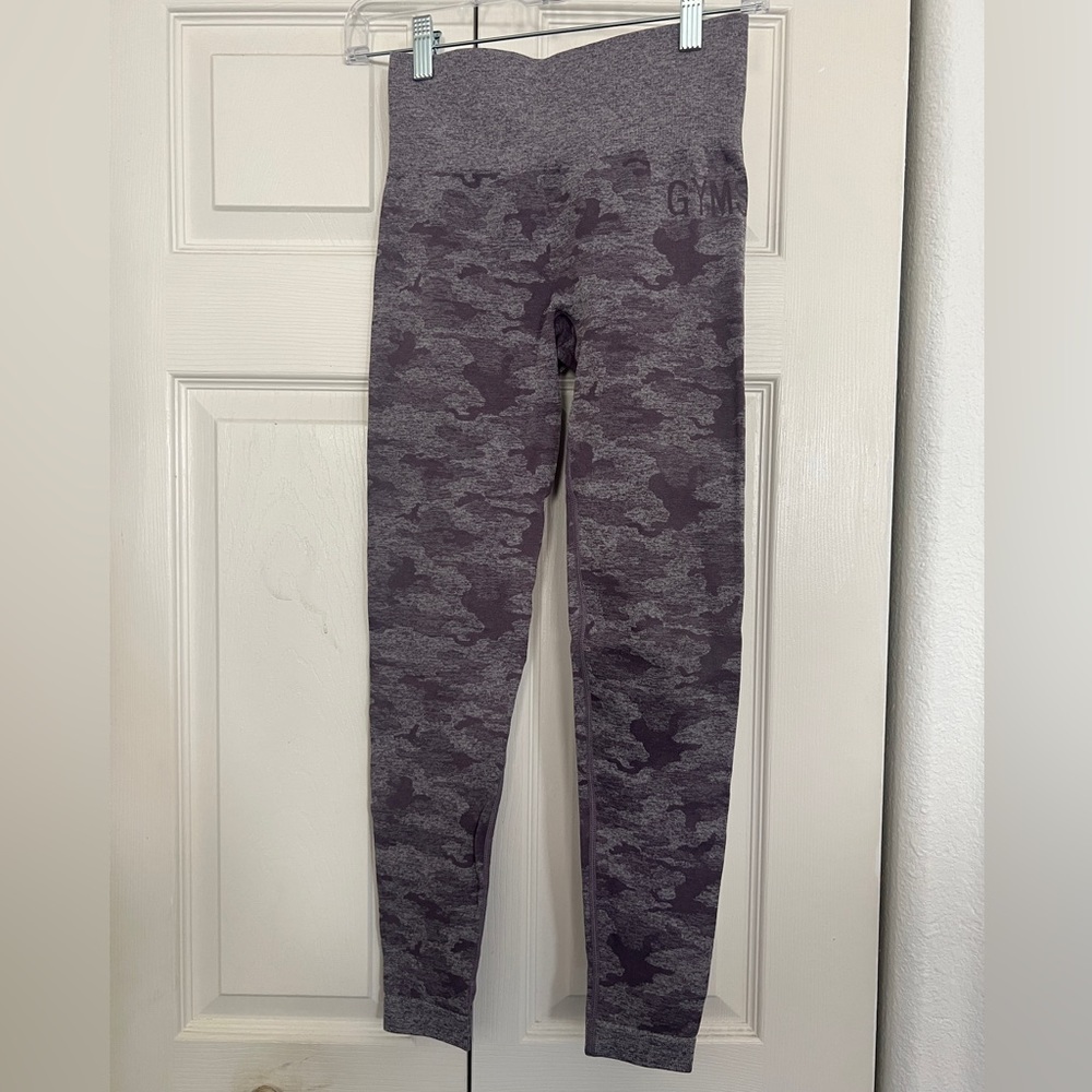 Gymshark Purple Camo High Rise Compression Workout Legging